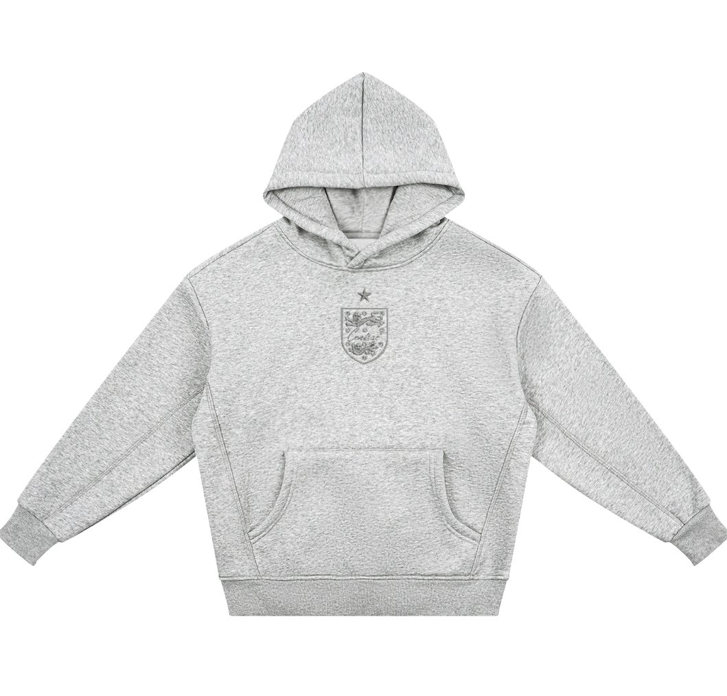 Tonal Crest Hoodie — Heather Grey