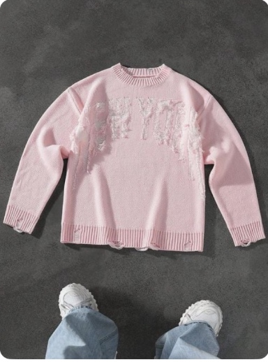 Distressed Logo Knit — Pink