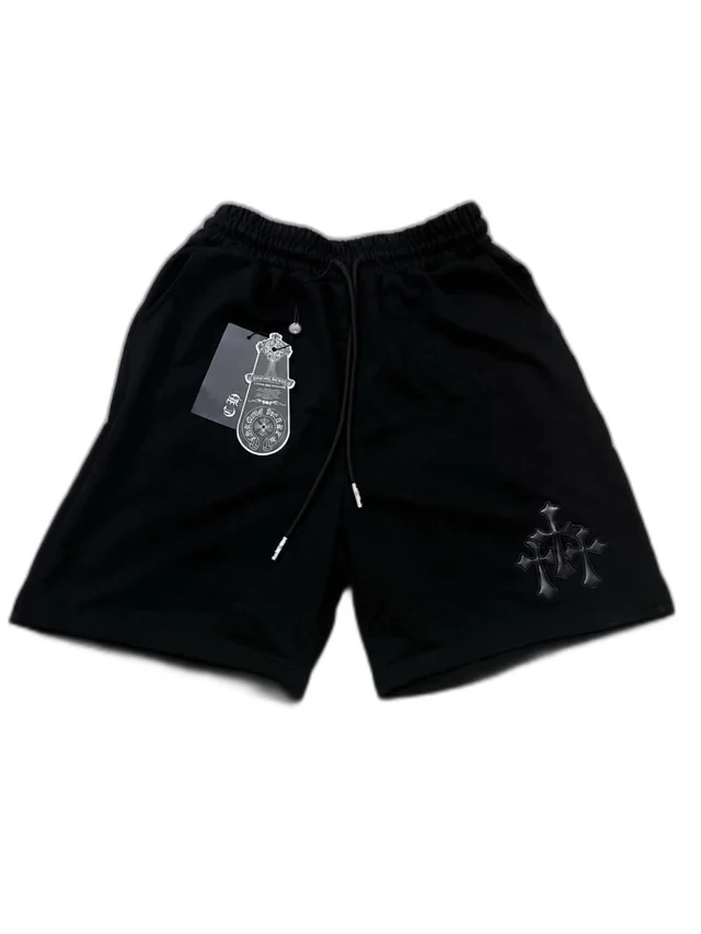Cemetery Cross Sweat Shorts — Black