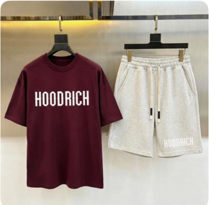 Tee & Shorts Set — Burgundy / Grey