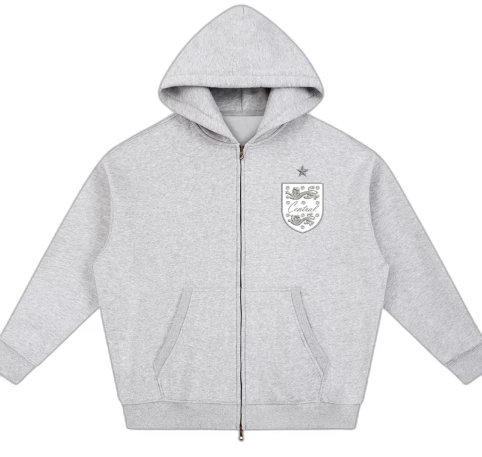 Crest Zip Hoodie — Heather Grey
