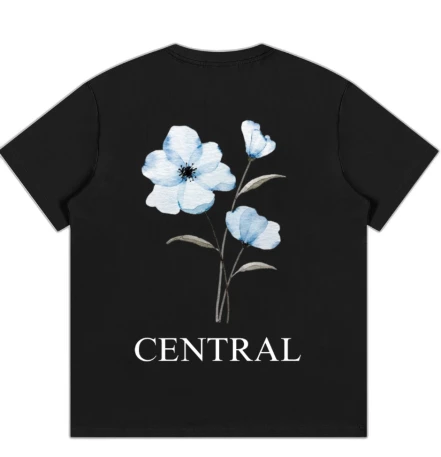 Central Flower Tee — Black back