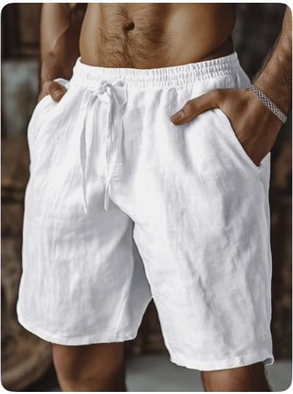 Drawcord Linen Shorts — White