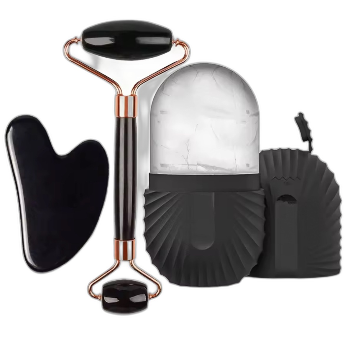 Obsidian Roller + Gua Sha Set
