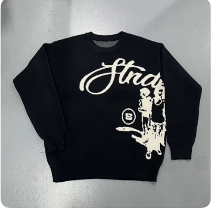 Script Knit Sweater — Navy